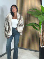 Women's Solid Color Faux Fur Fuzzy Jacket, Casual Long Sleeve Collared Fuzzy Coat for Fall & Winter, Women's Clothing for Daily Wear, Cute Tops