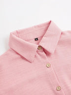 Women's Solid Button Front Shirt & Tie Front Wide Leg Pants Two-piece Set, Casual Drop Shoulder Long Sleeve Blouse Top & Trousers 2 Piece Set for Spring & Fall, Women's Clothes for Daily Wear Womenswear Suits Apricot Basic Minimalist