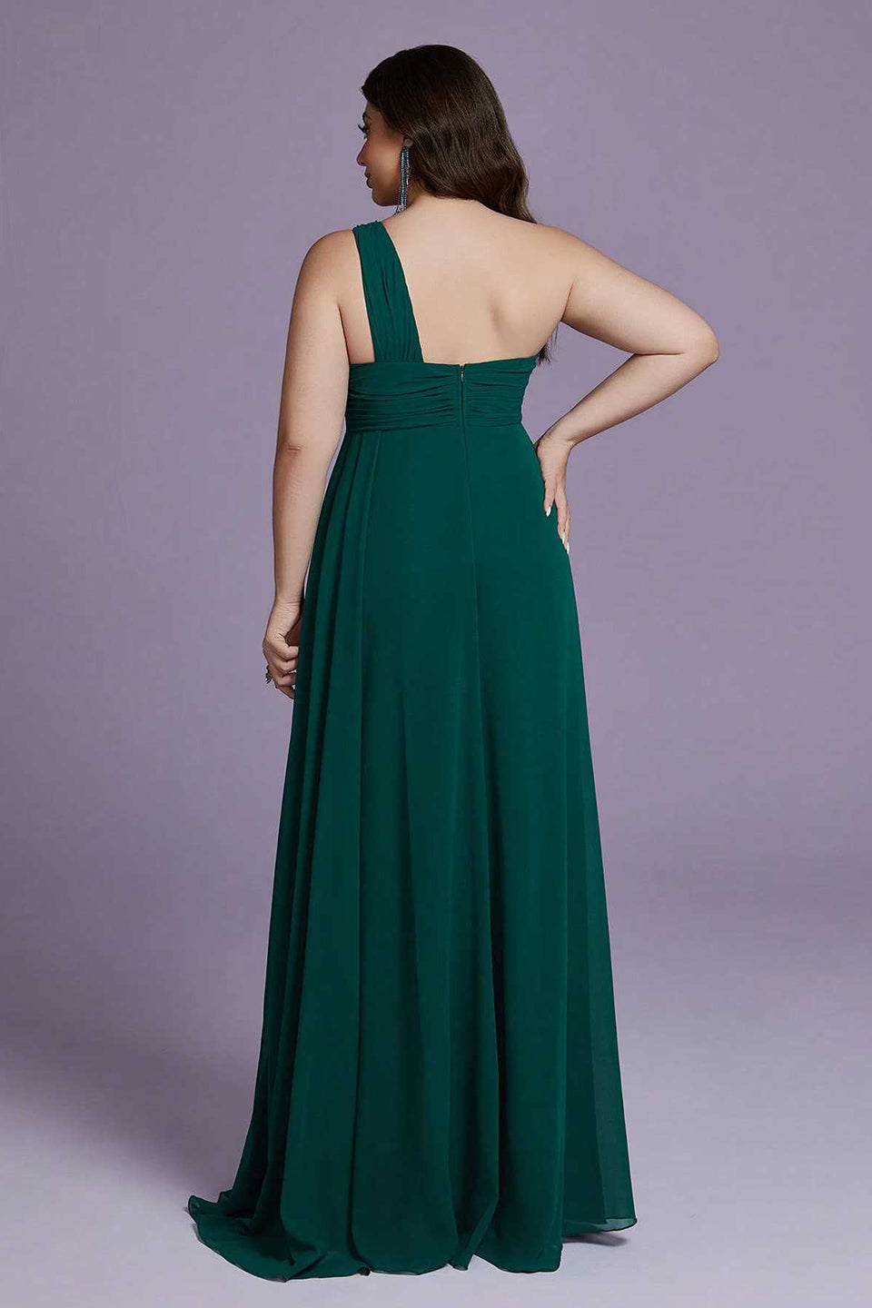 Curveins Plus Size One-Shoulder Split Hem Maxi Dress