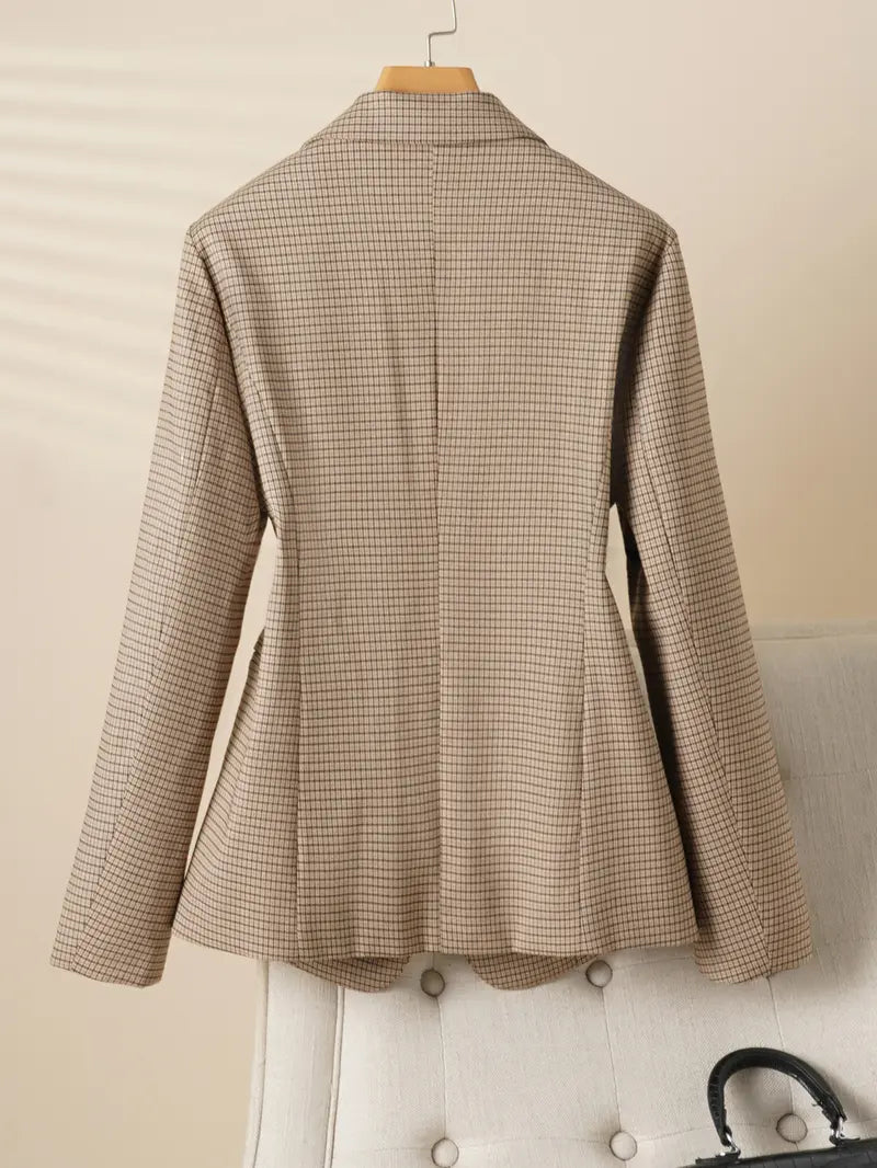 Women's Elegant One-Button Blazer Jacket, Slim-Fitting Long Sleeve Coat for Office Wear, Fall & Winter Fashion Outerwear