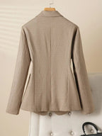 Women's Elegant One-Button Blazer Jacket, Slim-Fitting Long Sleeve Coat for Office Wear, Fall & Winter Fashion Outerwear