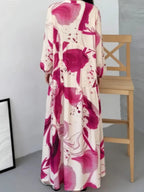 2026 New Floral Long Sleeve Dress, Versatile V-Neck Casual Maxi Dress, Loose Fit Elegant Style for Women