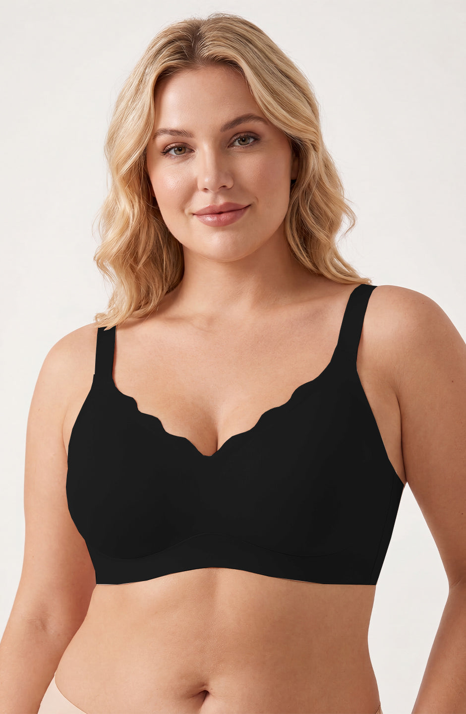 Curveins Ruffle Jelly Bra No Underwire Seamless Push Up Support Comfortable Wireless Everyday Bra
