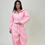 Sports Set - A two-piece tracksuit including a zip-up, crocodile-patterned hoodie and loose-fitting sweatpants, lined with soft fleece for comfortable wear.