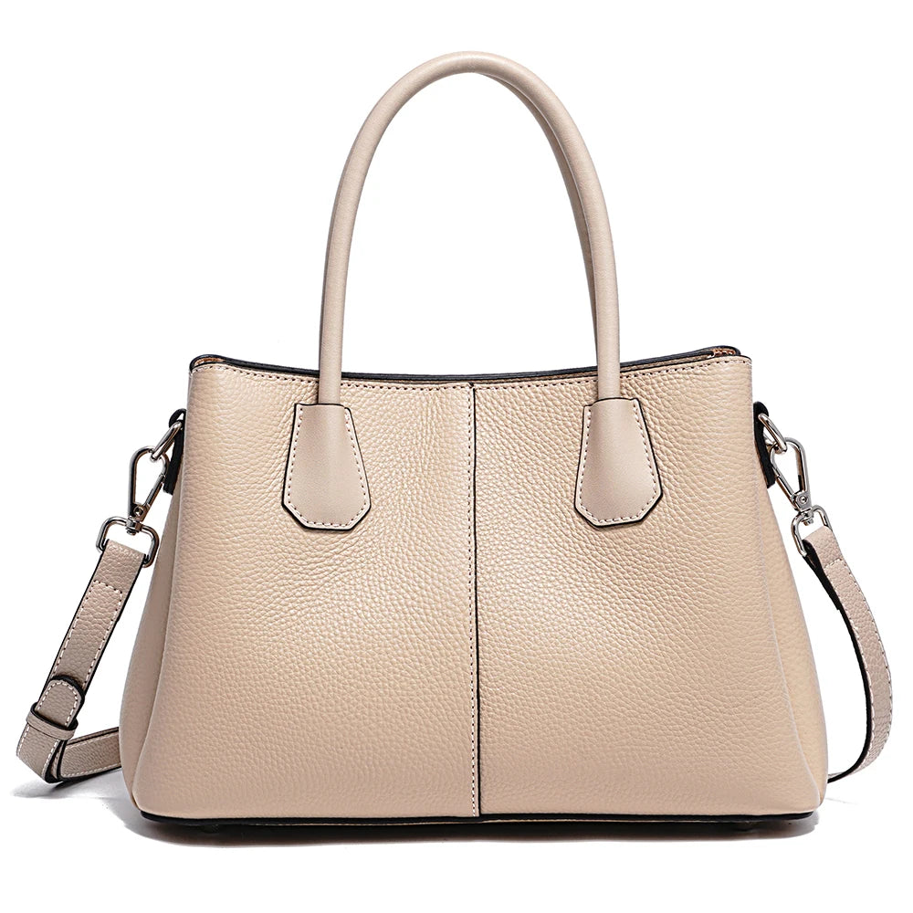 Women’s White Leather Top Handle Bag