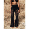 Women's High Waist Flare Lace Knit Vacation Pants