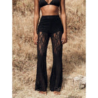 Women's High Waist Flare Lace Knit Vacation Pants