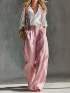 New Summer Autumn High Waist Pleated Suspender Pants