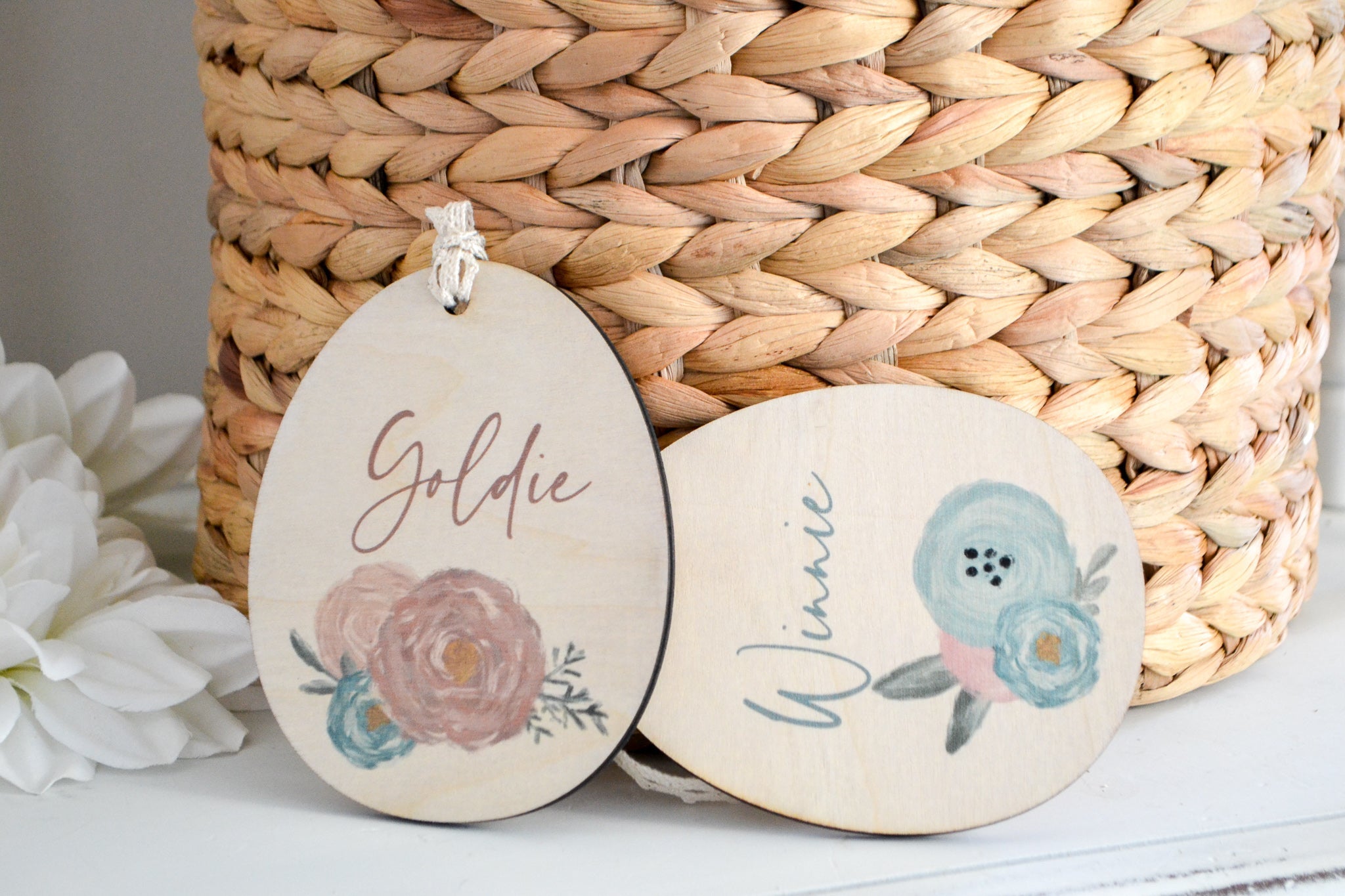 Pastel Floral Easter Basket Name Tags