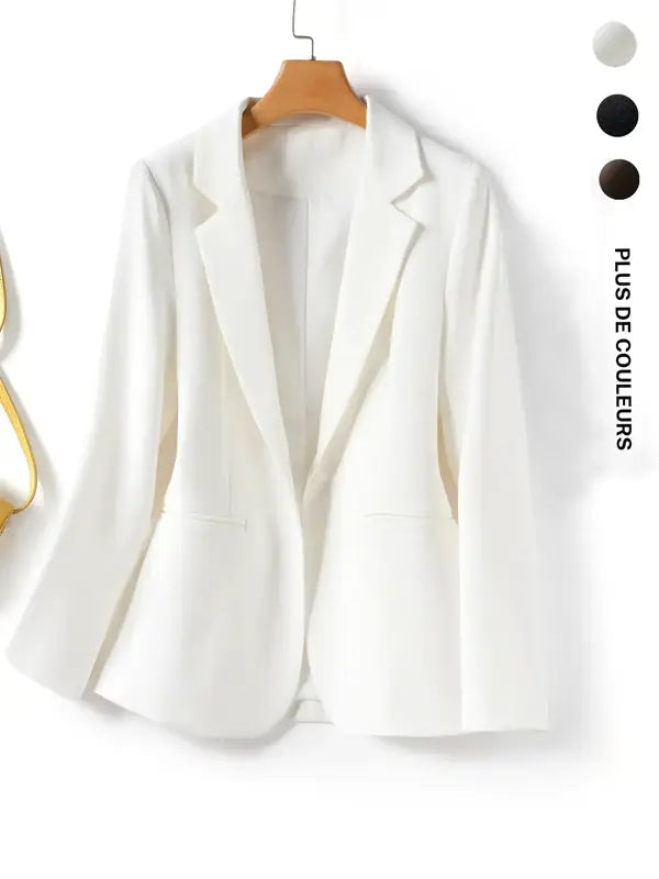 Women's Elegant One-Button Blazer Jacket, Slim-Fitting Long Sleeve Coat for Office Wear, Fall & Winter Fashion Outerwear