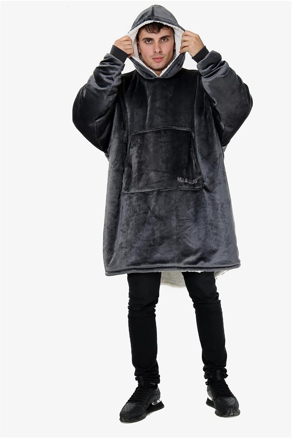 Oversized Hoodie Blanket Men Women, Ultra Soft Sherpa Fleece Warm Cosy Wearable Throw Sweatshirt Snuggle Oodies for Adults Teens with Big Pocket