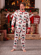 Christmas Family Matching Allover Xmas Tree & Car Print Long-sleeve Pajamas Sets with Christmas Socks Multi-color