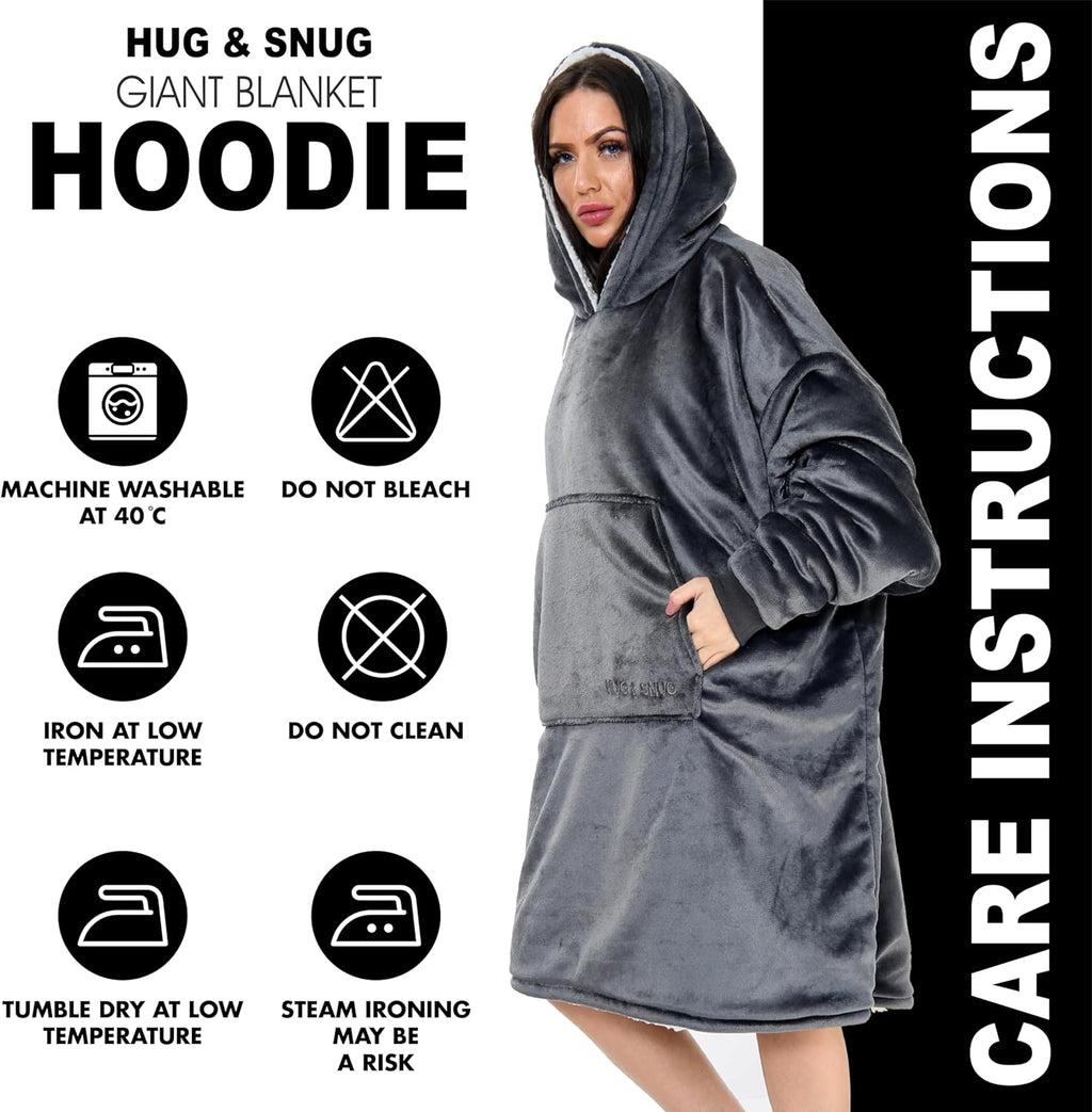 Oversized Hoodie Blanket Men Women, Ultra Soft Sherpa Fleece Warm Cosy Wearable Throw Sweatshirt Snuggle Oodies for Adults Teens with Big Pocket