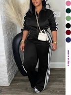 Women's Tracksuit Set, Casual Long Sleeve Zip Up Jacket & Pants Set for Spring & Fall, Women's Clothes for Daily Wear