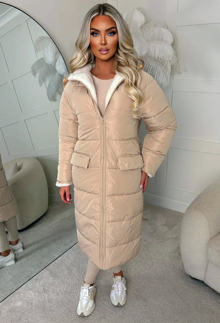 Double Trouble Black Reversible Borg Padded Puffer Coat