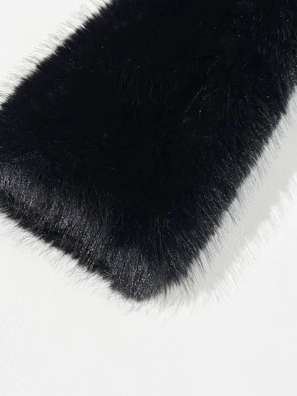 Women's Solid Color Open Front Faux Fur Coat, Elegant Long Sleeve Waterfall Collar Outerwear for Fall & Winter, Women's Clothing for Daily Wear,  Clothing for Women