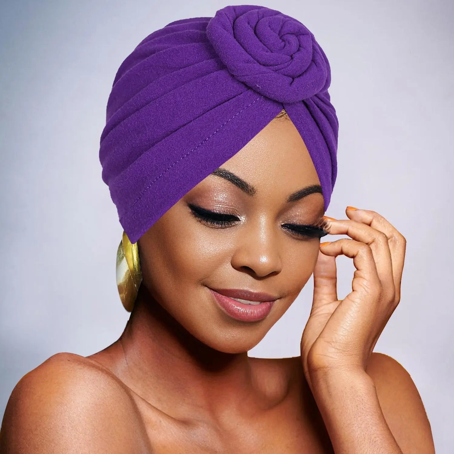 Women's Elegant Solid Color Flower Decor Turban Hat, Casual Trendy Head Wrap, Fashionable Clothes Accessories for Daily Use