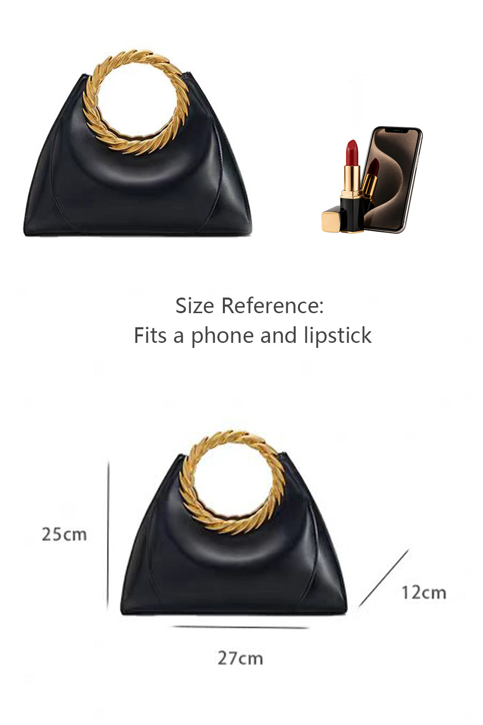 Curveinse Elegant Metal Ring Top Handle Bag