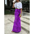 High Waisted Leopard Print Mesh Skirt, Split Design, Slim Fit, Long Hem, Versatile Valentine's Day Dress, Fashionable Women's Clothing