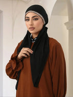 Women's Fashion Plain Bejeweled Stretchy Cap, Casual Versatile Simple Hijab, Breathable Sun Protection Sweat-Wicking Jersey Hijabs