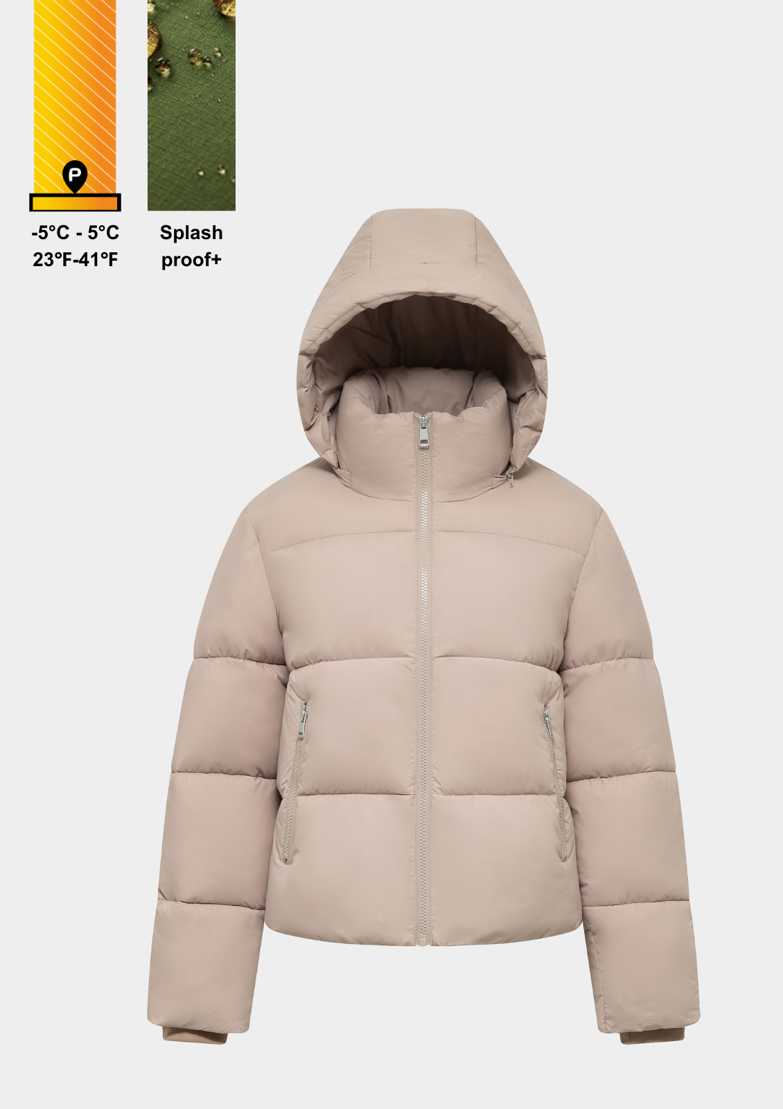 Detachable hooded down jacket