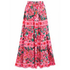 Pink Floral Paradise Print One Piece Swimsuit and Skirt