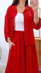 CONJUNTO CAMISA + PANTALÓN ANCHO LISO