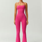 Women's Halter Neck Bodycon Flared Leg Jumpsuit – Stylish & Comfortable for Fitness & Fashion,Stylish & Comfortable Athleisure Outfit, Butt Lifting, High Waist Workout Gym Clothing Stretchable Activewear,jumpsuit women