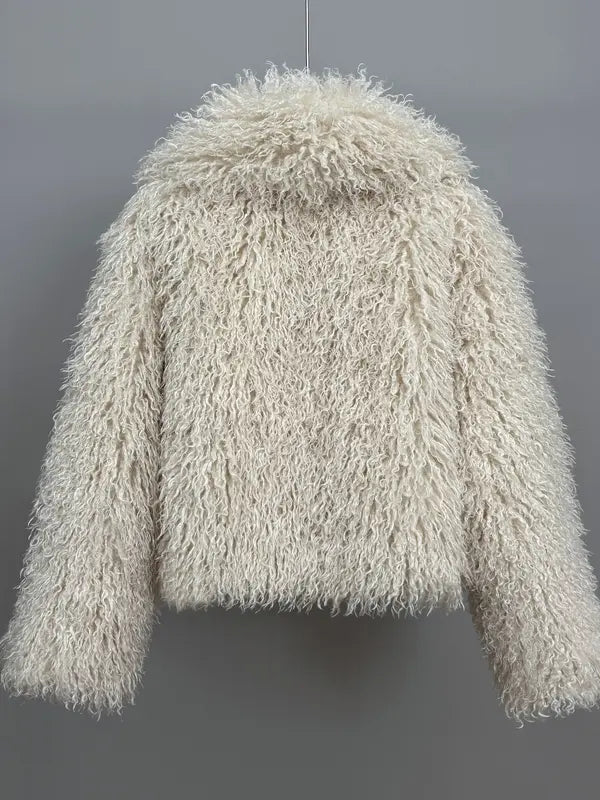 Women's Faux Fur Short Coat, Warm Loose Fit Winter Jacket, High-End Look, New Trendy Design, Perfect for Cold Weather