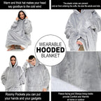 Oversized Hoodie Blanket Men Women, Ultra Soft Sherpa Fleece Warm Cosy Wearable Throw Sweatshirt Snuggle Oodies for Adults Teens with Big Pocket