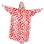 Wearable Blanket Hoodie Oversized Sherpa Fleece Hooded Sweatshirt Blanket with Sleeves,Cozy and Giant Blanket Hoodie Extra Long for Adults Women Winter Gift (Strawberry)