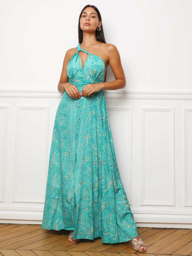 Robe longue multi-portés à imprimé cachemire