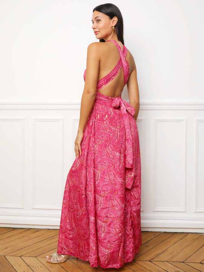 Robe longue multi-portés à imprimé cachemire