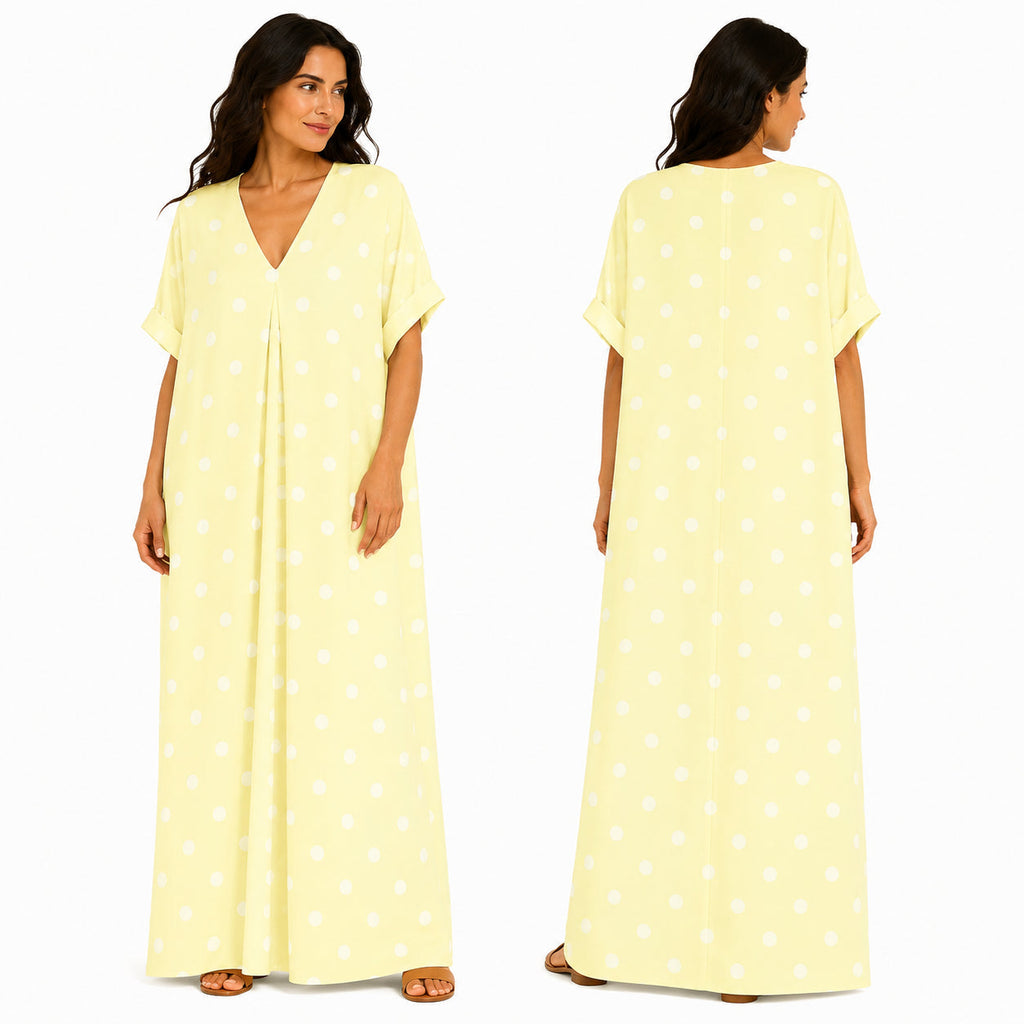 Robe Longue Oversize Femme à Pois Coupe Fluide Chic Été