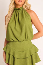 Black Textured Flippy Playsuit - Bernice
