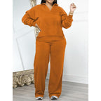 Women's Solid Long Sleeve Sweatshirt & Drawstring Waist Pants Set, Casual Fashion Cozy Two-piece Outfits for Daily Outdoor Wear, Women Clothes for All Seasons