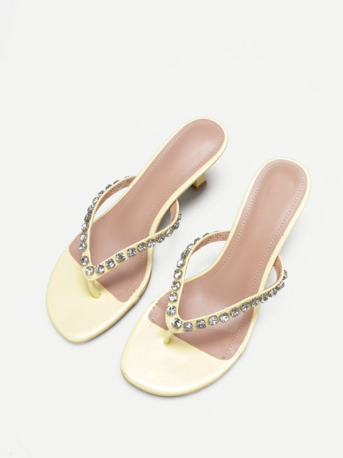 Tongs à strass et talon bobine