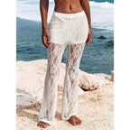 Women's High Waist Flare Lace Knit Vacation Pants