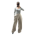 Women's Chic, Modern, High-Waisted, Flowy, Oversized Wide-Leg Trousers