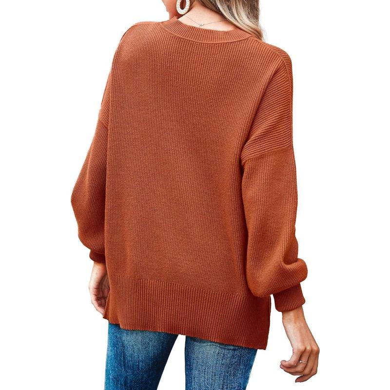 Womens Oversized Tunic Sweaters Fall Slouchy Long Sleeve Ribbed Knit Side Slit Pullover Jumper