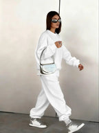 Women's Two-Piece Set Round Neck Sweatshirt and Loose Jogger Pants, Street Hip-Hop Casual Sporty, Fall & Winter Fashion