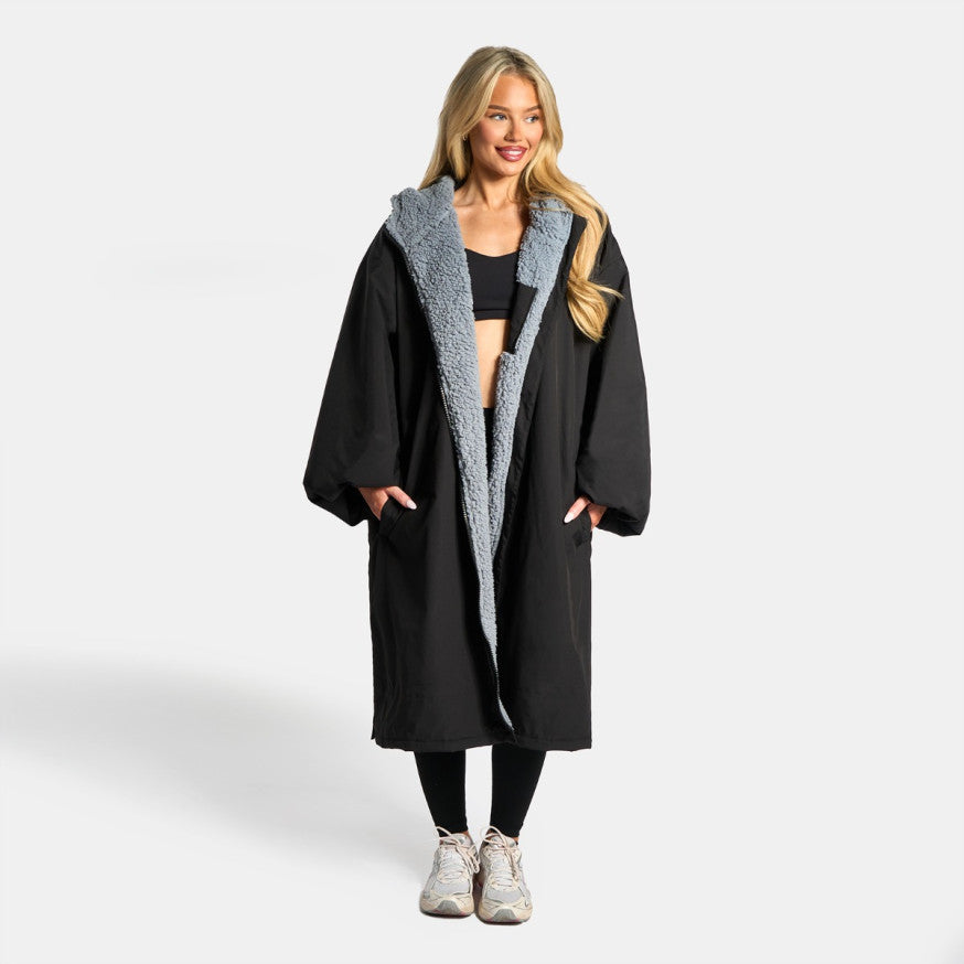 Drying Robe Waterproof Wind Resistant Changing Robe Soft Sherpa Fleece Lined Oversized Hooded Long Sleeve Coat Jacket for Kids Adults Men Women Surfing Beach Swimming Keep Dry