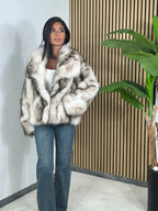 Women's Solid Color Faux Fur Fuzzy Jacket, Casual Long Sleeve Collared Fuzzy Coat for Fall & Winter, Women's Clothing for Daily Wear, Cute Tops