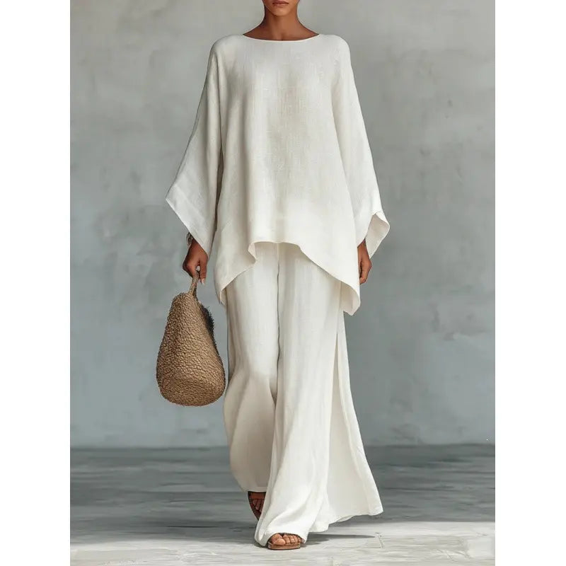 New women's set: loose-fitting shirt and wide-leg trousers