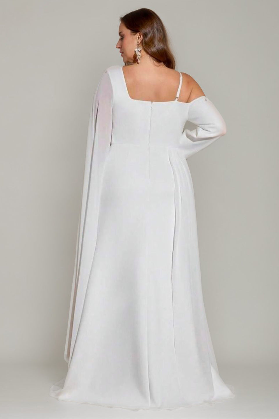 Curveins Plus Size Long Sleeve Ruched Waist Elegant Flowing Maxi Dress