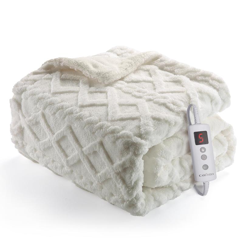 Heated Throw Blanket - Thick Tufted Sherpa Electric Blanket Throw with 10 Heating Levels and 10 Time Settings, ETL Certified Machine Washable Fast Heating Blanket Throw 50