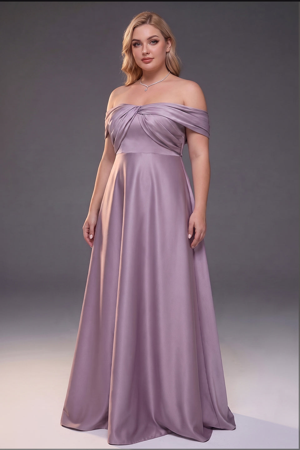 Curveins Plus Size Off Shoulder Ruched Waist Elegant Flowy Feminine Maxi Dress