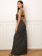 Robe dos-nu à motifs pois