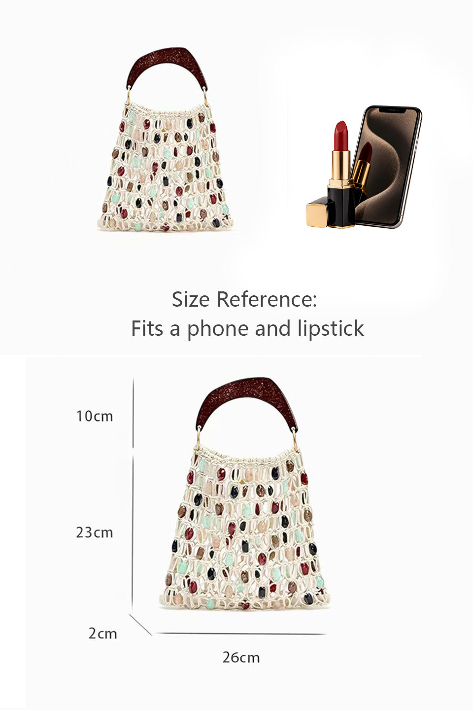 Curveinse Handmade Beaded Woven Hollow Tote Bag