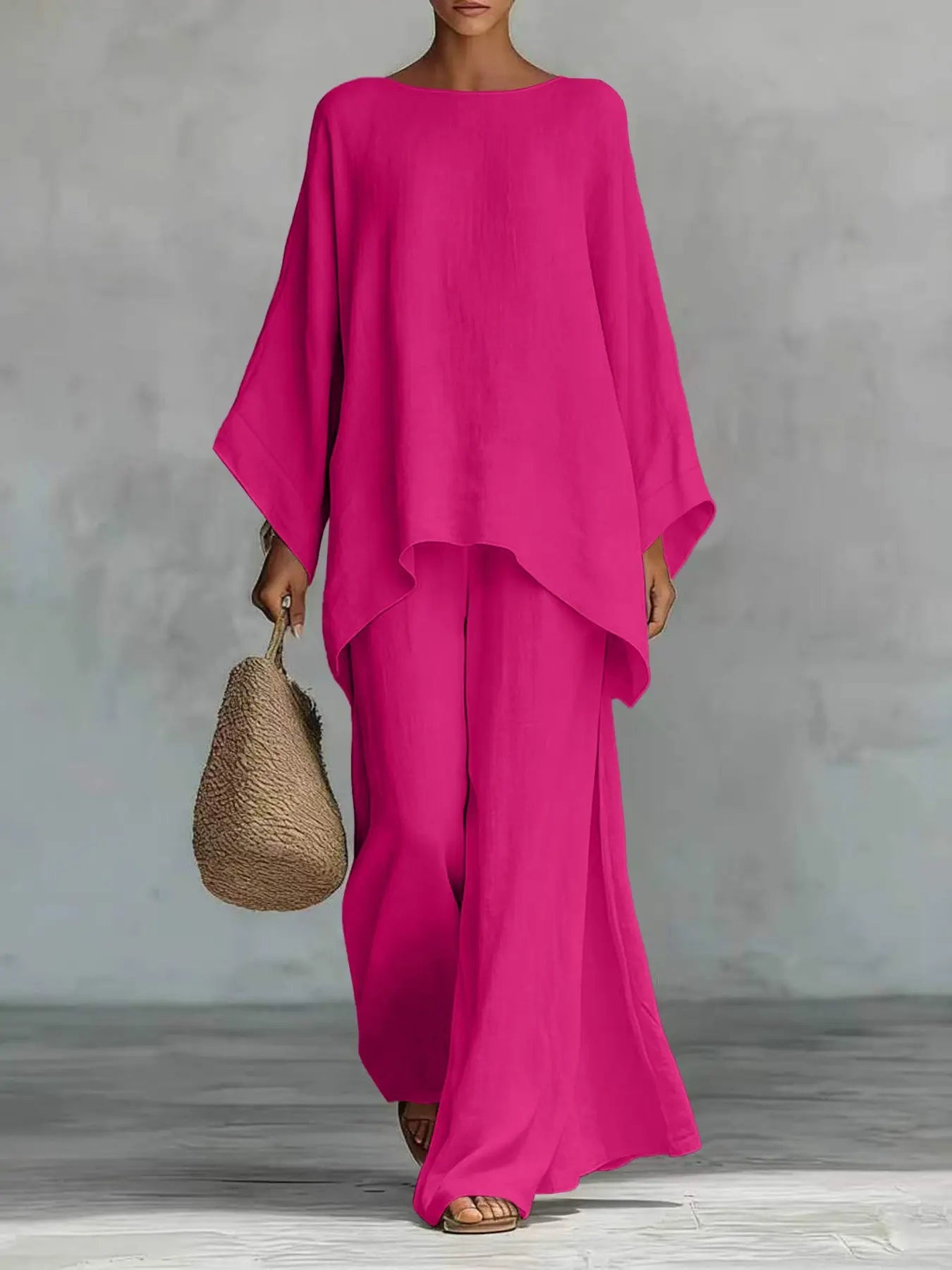 New women's set: loose-fitting shirt and wide-leg trousers